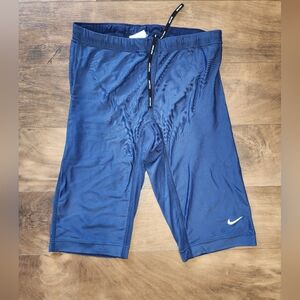Nike Blue Compression Cycling Shorts with White Swoosh